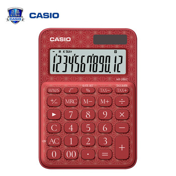卡西欧（CASIO）60周年限定版桌面办公计算器12位数字显示太阳能双电源随心便携时尚高颜值枫叶红