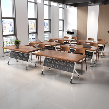 吉赠实木折叠会议桌现代简约可移动拼接培训桌会议室接待洽谈桌高级感