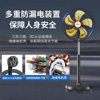 皓彩（haoluck）工业风扇超大风力落地扇强力牛角扇立式商用工厂工业扇车间家用 20吋五档 金色铝5叶