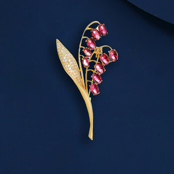 marcobizzarri品牌胸针时尚铃兰花胸针高档女锆石微镶外套大衣别针