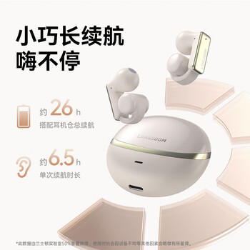 兰士顿蓝牙耳机 骨传导概念耳夹式无线开放不入耳 运动跑步骑行ENC降噪耳机超长续航支持APP TS28米黄色