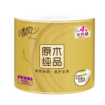 清风【李昀锐同款】有芯卷纸 原木金装4层加厚180克*10卷 卫生纸