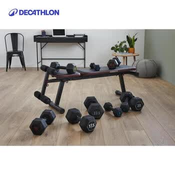 迪卡侬（DECATHLON）健身家用六角哑铃黑色12.5公斤-4132396