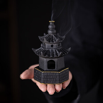 象塔香炉 Pure copper incense burner with lid 纯铜香炉带盖平底三足小香炉家用
