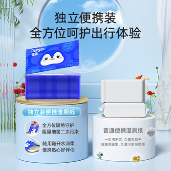 DEEYEO湿厕纸 擦屁屁厕所湿纸巾  便携小包单片装100片*1提