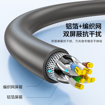 秋叶原（CHOSEAL）七类双屏蔽网线 CAT7类过福禄克 万兆电竞级网络线 工程家装5G布线箱线 灰色305米 QS2620AT305