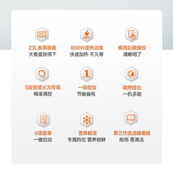 格兰仕 变频微波炉烤箱一体机 家用23升一级能效智能杀菌 解冻光波烧烤彩膜款G80F23CN3LV-PG(B0)