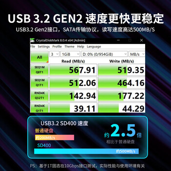 飚王移动固态硬盘SD400  512G固态硬盘便携SSD固态硬盘外接手机电脑通用Type-C接口