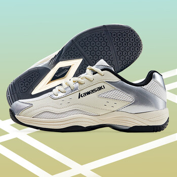 川崎（KAWASAKI）羽毛球鞋男女款透气减震抗扭运动鞋风行者C32023 米银灰39