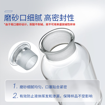 湘玻 磨口试剂瓶实验室磨砂密封玻璃广口瓶收集瓶取样瓶样品瓶 【125ml】透明大口（京仓）