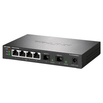 普联（TP-LINK）千兆单芯单模单纤光纤收发器 3公里远距离 SC-RJ45互转光电转换器【4电2光/环网】TL-FC324PAB-3