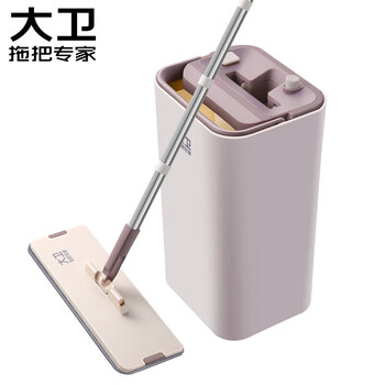 大卫  免手洗平板拖把刮刮桶 干湿两用拖布 洗脱合一Z9【2块拖布】