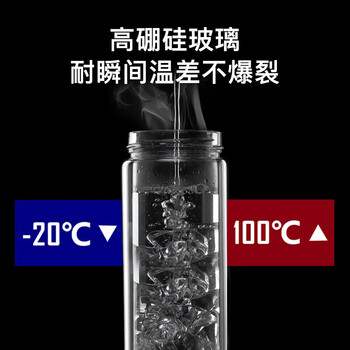 富光 男女士双层玻璃杯 高硼硅玻璃304茶隔水杯子 带茶隔泡茶杯500ml 富光 男女士双层玻璃杯 高硼硅玻璃304茶隔水杯子 带茶隔泡茶杯500ml