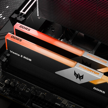 宏碁掠夺者（PREDATOR）32G(16G×2)套装 DDR5 6000频率 台式机内存条 Vesta II 炫光星舰RGB灯条(C30) 石耀黑 AI电脑配件