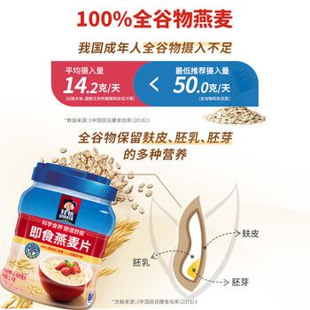 桂格（QUAKER）即食燕麦片1000克罐装 营养早餐 膳食纤维 零添加白砂糖