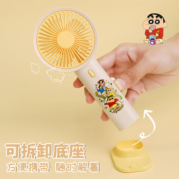 欧利文小风扇桌面床上用手持静USB充电低音三档带底座 便携式迷你大风力办公室宿舍风宝 蜡笔小新绿色