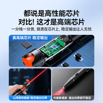 山泽红光光纤测试笔 10mW红光源测试仪 10KM通光笔/打光笔 SC/FC/ST接头冷接子通用 GQB-10W