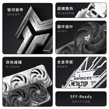 影驰 GeForce RTX 5060 Ti 金属大师 白金版 MAX OC 16GB GDDR7 DLSS 4 电竞光追游戏/AI本地部署显卡