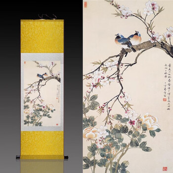 花鸟挂轴 楽天市場】楽天スーパーSALE20%OFF掛け軸 掛軸 夏掛け 花鳥画