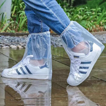 JAJALIN一次性防雨鞋套20只装雨靴加厚男女防水防滑中筒塑料鞋套