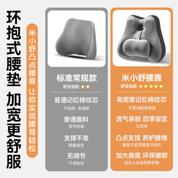 米小舒靠垫办公室腰靠垫久坐神器护腰孕妇腰枕腰垫座椅靠枕车用记忆棉