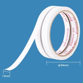 齐心【10卷】双面胶带高粘性棉纸双面胶易撕易贴 12mm*10y MJ1210