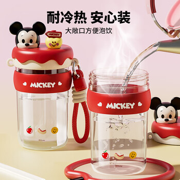 迪士尼吸管杯子学生儿童水杯女士夏季Tritan塑料杯便携耐高温 600mL米奇