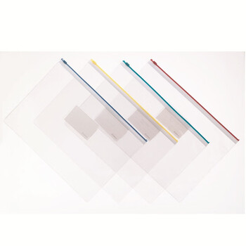 齐心【10个装】拉链袋 A4文件袋资料袋标签 透明 颜色随机 F56-1-X