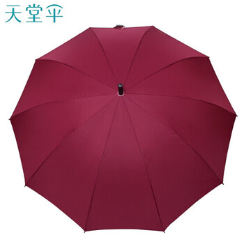 天堂 长柄加大雨伞半自动超大号商务直杆伞晴雨伞70*10骨 深粟红
