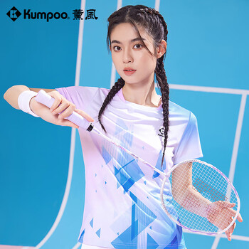 薰风（KUMPOO）羽毛球服短袖赛事系列速干透气训练比赛运动服KW-4206 女款粉色 L