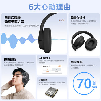 JBLTUNE770NC头戴式蓝牙耳机 主动降噪无线耳机 华为苹果小米通用 礼物推荐白色