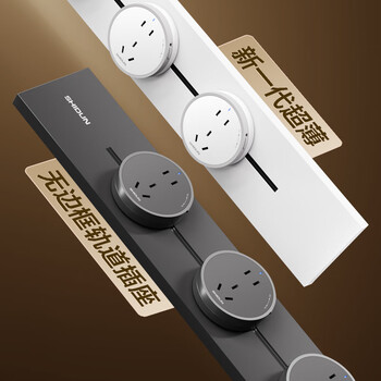 狮盾明装轨道插座 电源开关插头 USB+TYPE-C适配器  黑灰色  