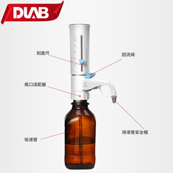 大龙（DLAB)实验室电子瓶口分液器多量程电子瓶口取样器  PTFE活塞 不含试剂瓶 1-10mL