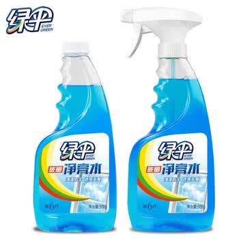 绿伞擦玻璃净亮水500ml*4瓶 车窗浴室眼镜清洗剂不留水痕去污防尘