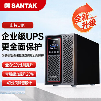 山特（SANTAK）C1K 1000VA在线式UPS不间断电源 服务器机房电脑稳压停电后备电源内置电池标准机最高支持1000W
