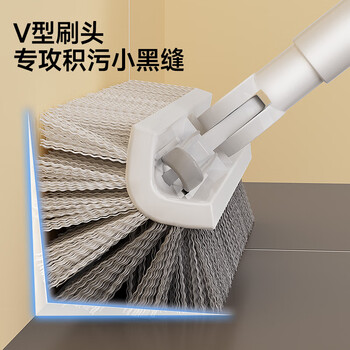 五月花地刷双面V型刷毛硬毛缝隙刷加长杆 浴室厕所厨房墙角自带夹子 