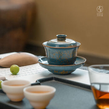 中国建泰焼 孔雀藍 抹茶碗 2個セット 専用ページ❗】中国近代 【