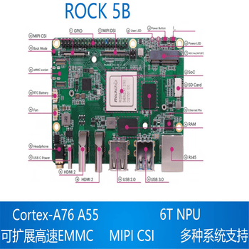 宏达硕ROCK5B开发板RK3588芯片单板+电源+金属外壳+16GEMMC+转接板+IMX415摄像头+10.1触摸屏;4G