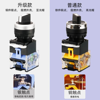 佰达特 旋钮开关 LA38-11X2 20X3 2档3档开关22MM 三档旋钮(两常开)自复位-短柄 升级款（7个）