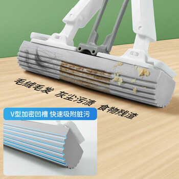 LYNN海棉胶棉拖把28cm共2头超强吸水免手洗懒人家用一拖净拖地神器