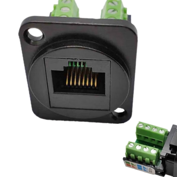 正鑫远 D型RJ12电话插座免打模块接线RJ11电话延长线保护转接头 黑色面板6P4C