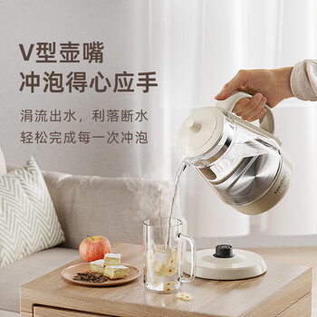 金灶（KAMJOVE）玻璃烧水壶T-715黑色1L +茶垢清洁剂1盒 家用电水壶开水壶泡茶专用电热煮水壶