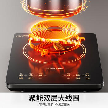 九阳（Joyoung）电磁炉家用电磁灶电池炉2200W一键爆炒定时功能大面板易操作一套带锅C22S-N636