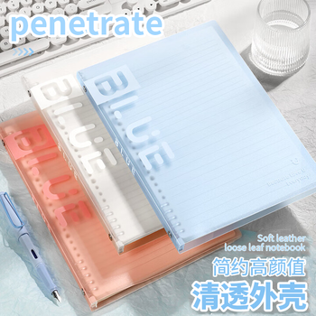 三木（SUNWOOD）B5/30张60页不硌手活页本 半透外壳10孔可拆卸便携活页笔记本 考研错题作业本 冰蓝 1283