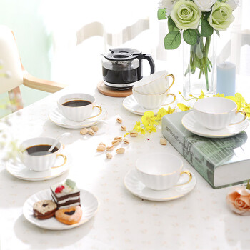 友来福咖啡杯套装 骨瓷欧式南瓜杯碟花茶杯子带勺下午茶茶杯茶具
