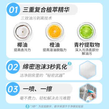 净狮油污净厨房重油污强力清洁剂500ml油烟机微波炉专用清洗剂食品级