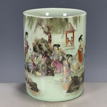 清・豆青釉 筆筒 陶瓷器・稀少珍品・置物・賞物・中国古美術 清・豆青釉 筆筒 陶瓷器・稀少珍品・置物・賞物・中国古美術 【公式通販】