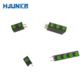 汇君 3mm发光二极管灯座LED间隔柱方形灯座指示灯座90°弯脚 2孔 绿灯[左负右正]50个装