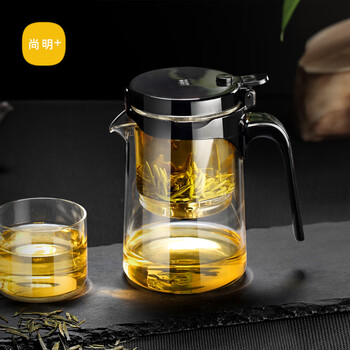 尚明（SAMADOYO）玻璃内胆飘逸杯茶水分离懒人泡茶壶一键过滤泡茶神器家用茶具套装 单壶500ml
