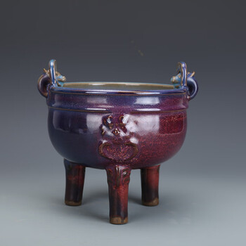 钧窑三足炉- 京东